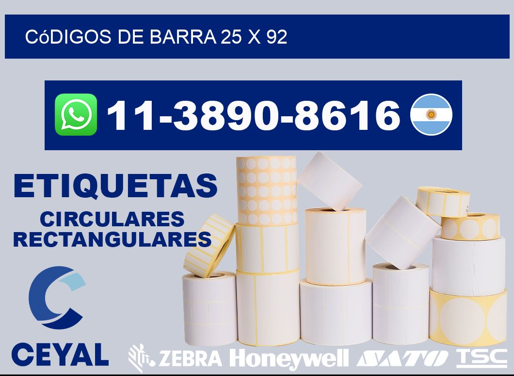 códigos de barra 25 x 92