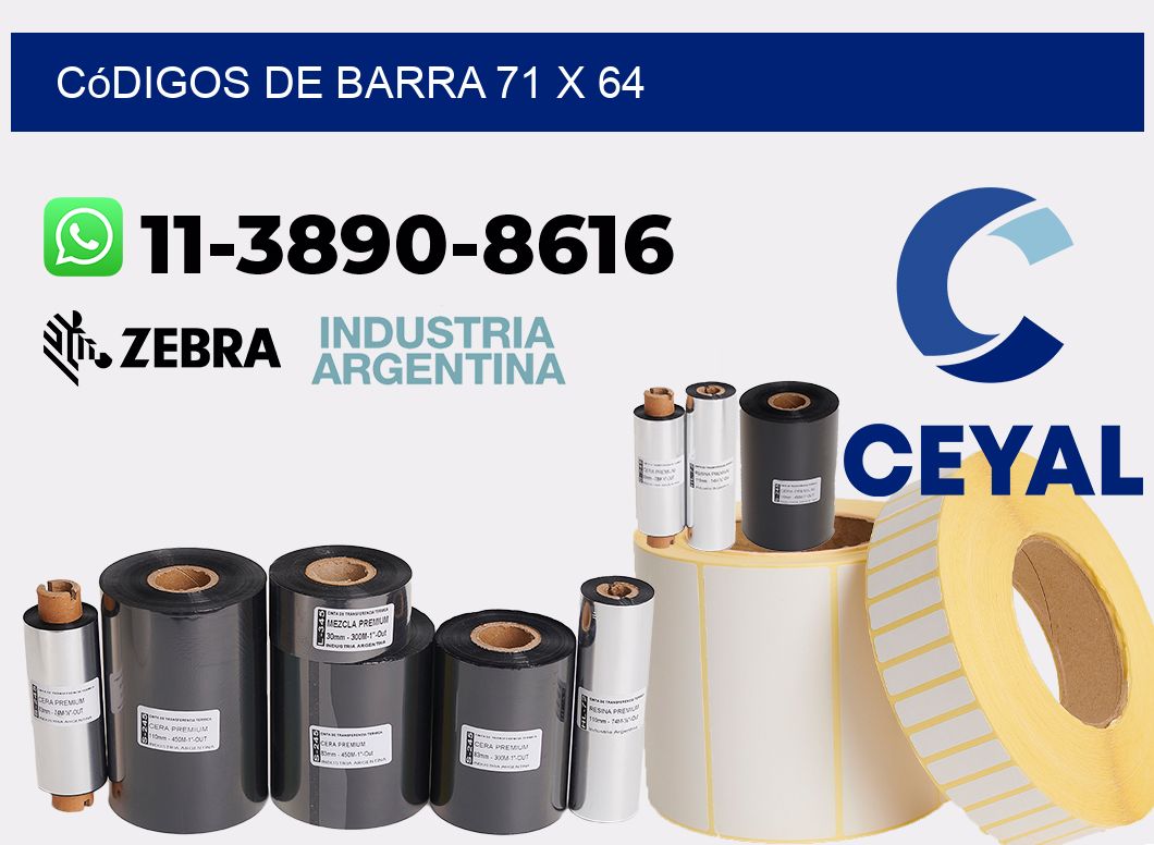 códigos de barra 71 x 64