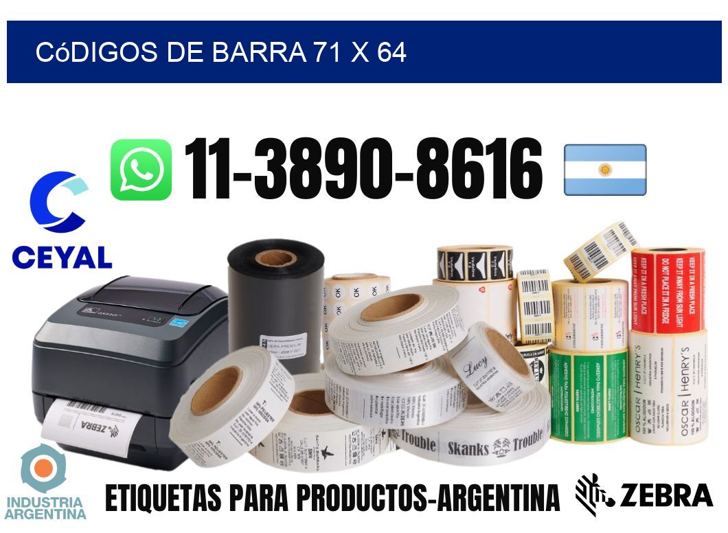 códigos de barra 71 x 64