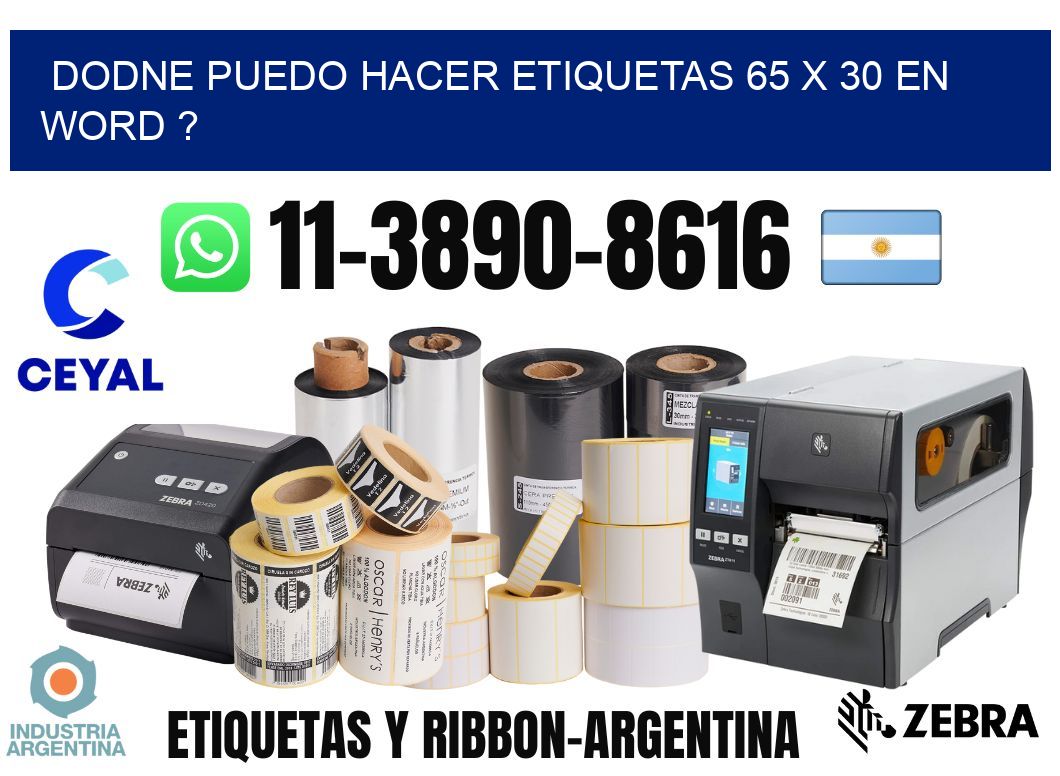dodne puedo hacer etiquetas 65 x 30 en word ?