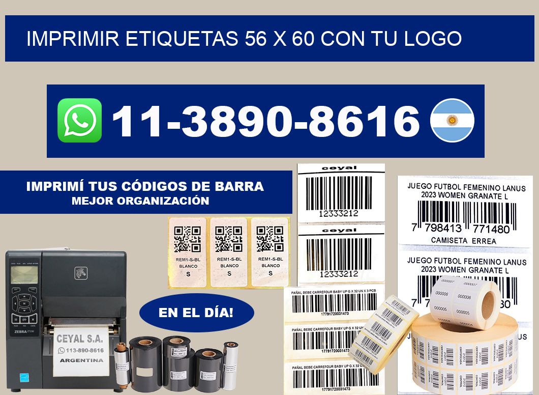 imprimir etiquetas 56 x 60 con tu logo