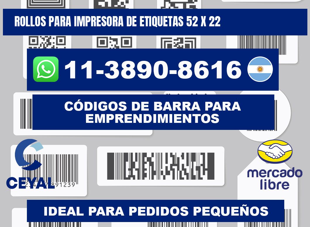 rollos para impresora de etiquetas 52 x 22