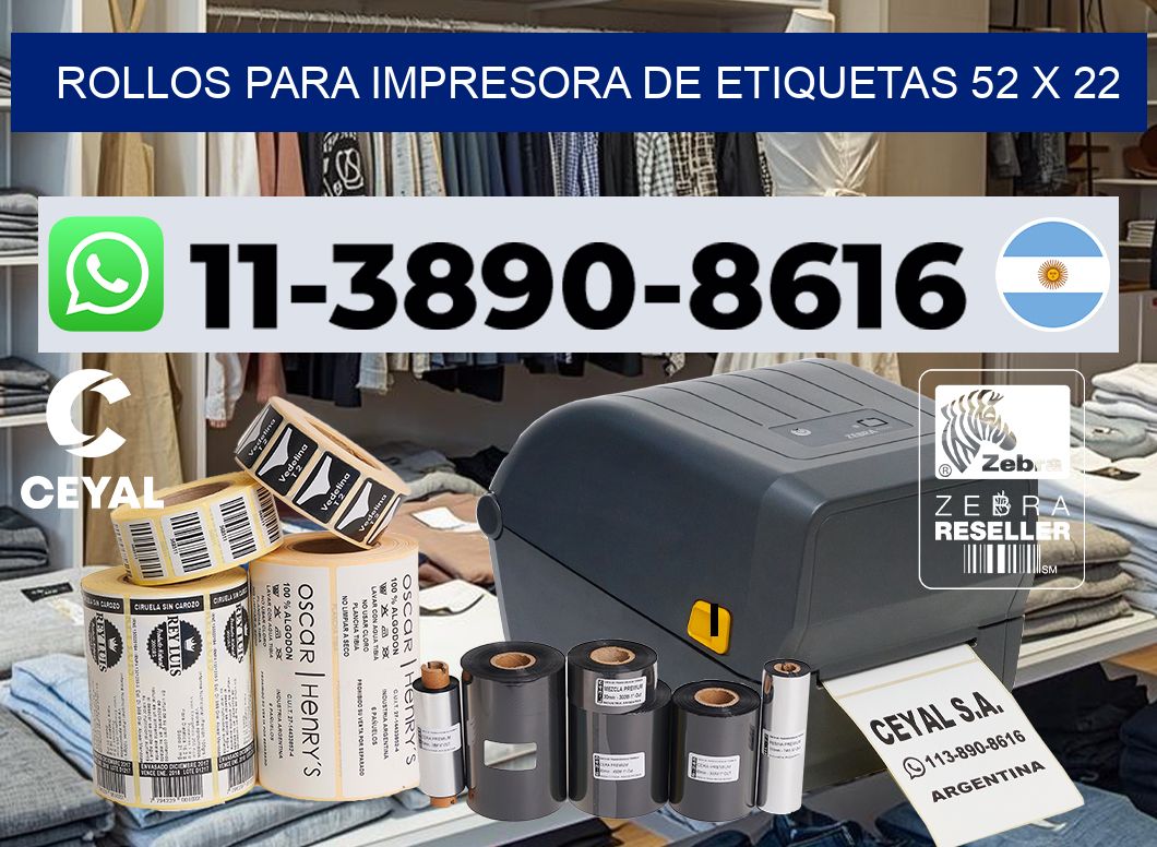 rollos para impresora de etiquetas 52 x 22