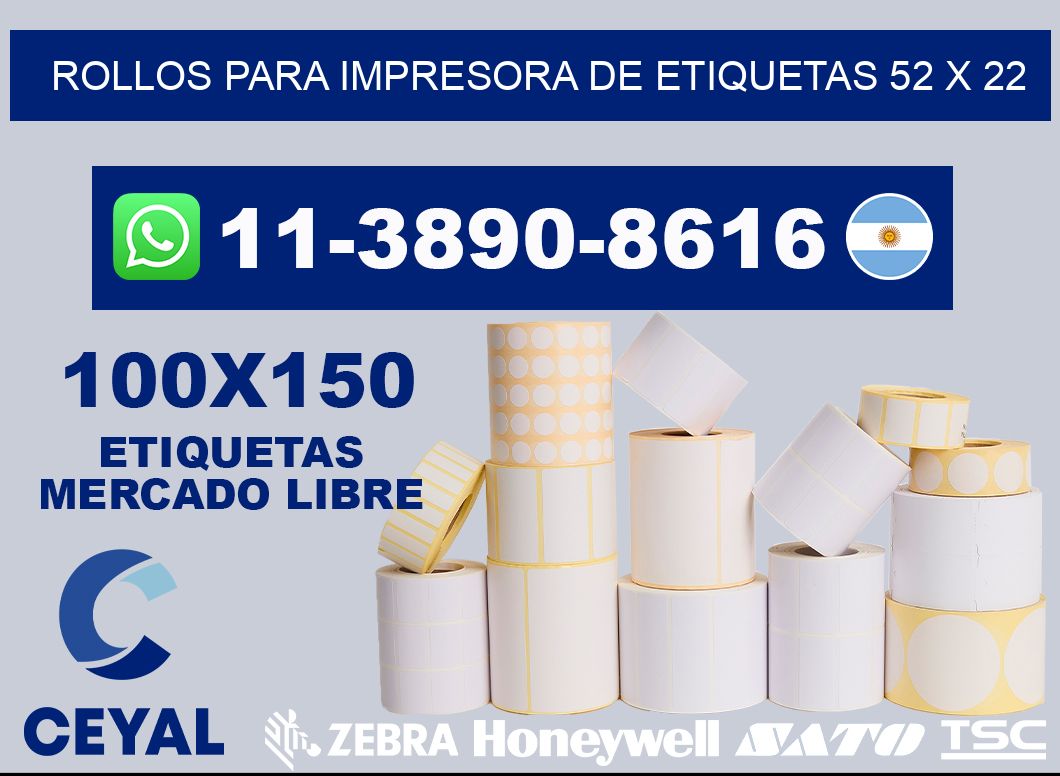 rollos para impresora de etiquetas 52 x 22