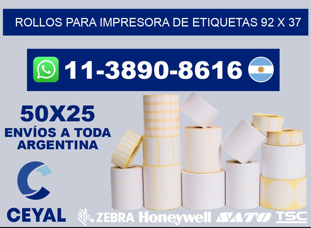 rollos para impresora de etiquetas 92 x 37