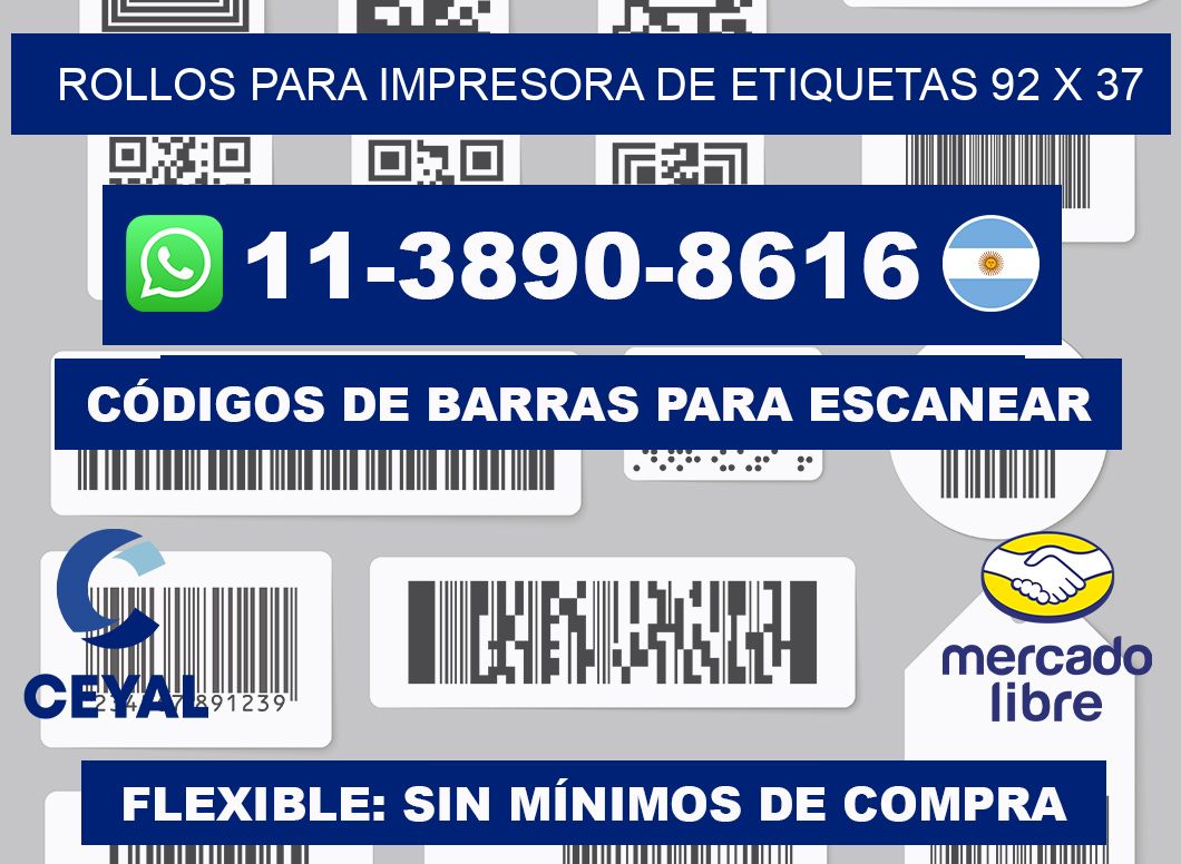 rollos para impresora de etiquetas 92 x 37