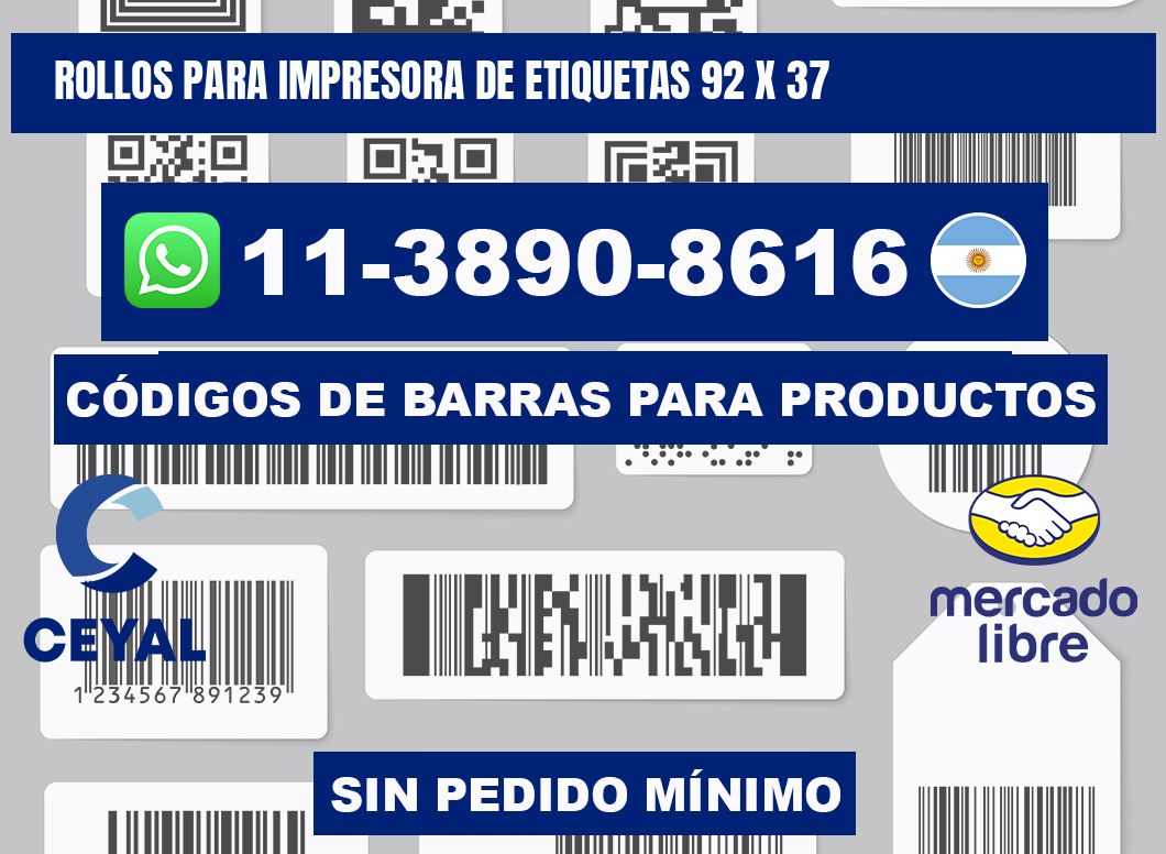 rollos para impresora de etiquetas 92 x 37