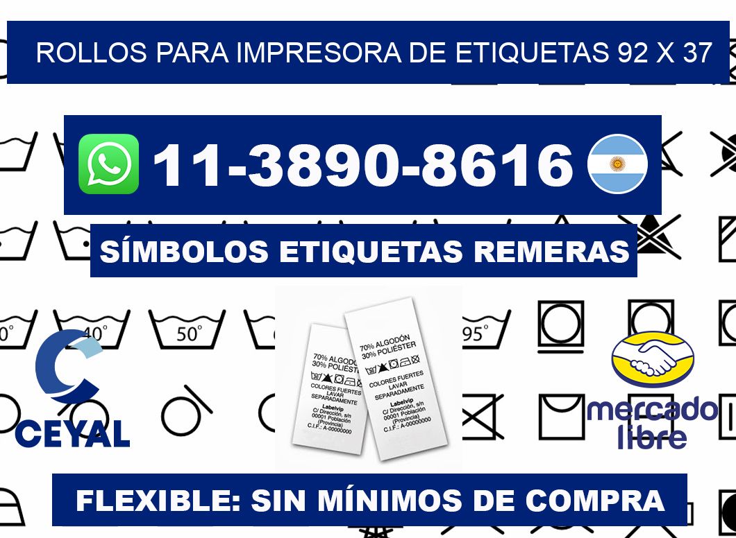 rollos para impresora de etiquetas 92 x 37