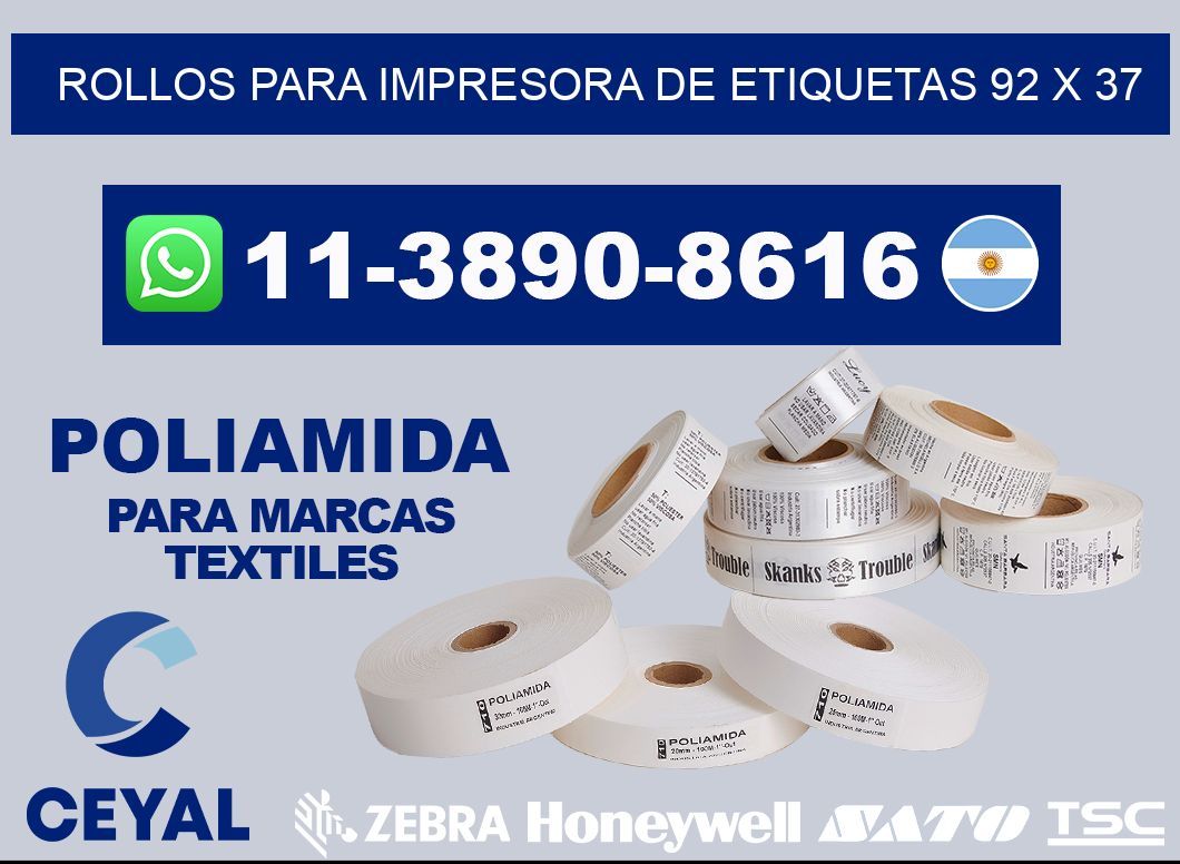 rollos para impresora de etiquetas 92 x 37