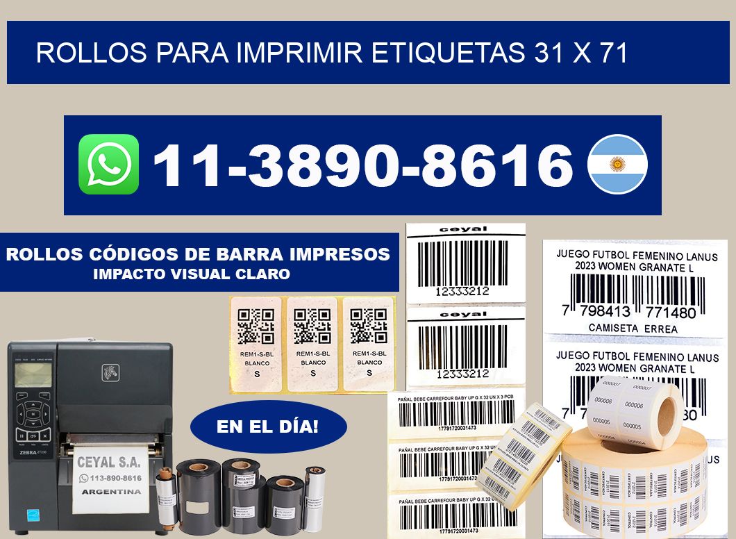 rollos para imprimir etiquetas 31 x 71