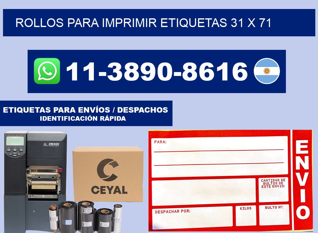 rollos para imprimir etiquetas 31 x 71