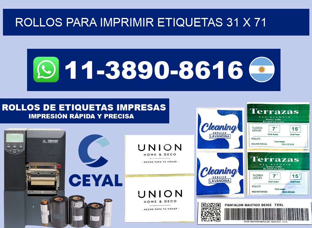 rollos para imprimir etiquetas 31 x 71