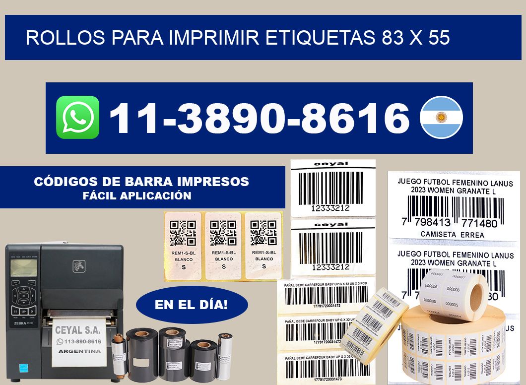 rollos para imprimir etiquetas 83 x 55