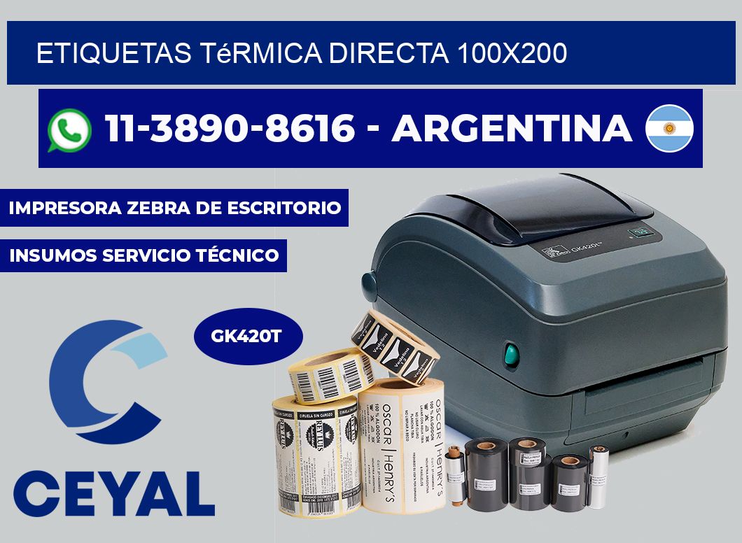etiquetas térmica directa 100x200