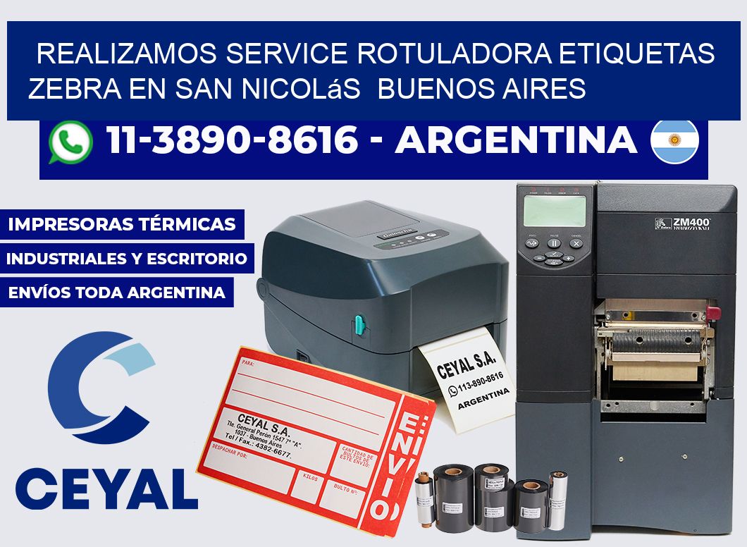 realizamos service rotuladora etiquetas Zebra en San Nicolás Buenos Aires