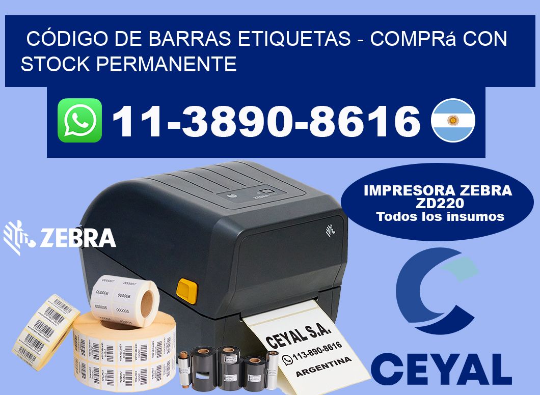 CÓDIGO DE BARRAS ETIQUETAS - Comprá con stock permanente