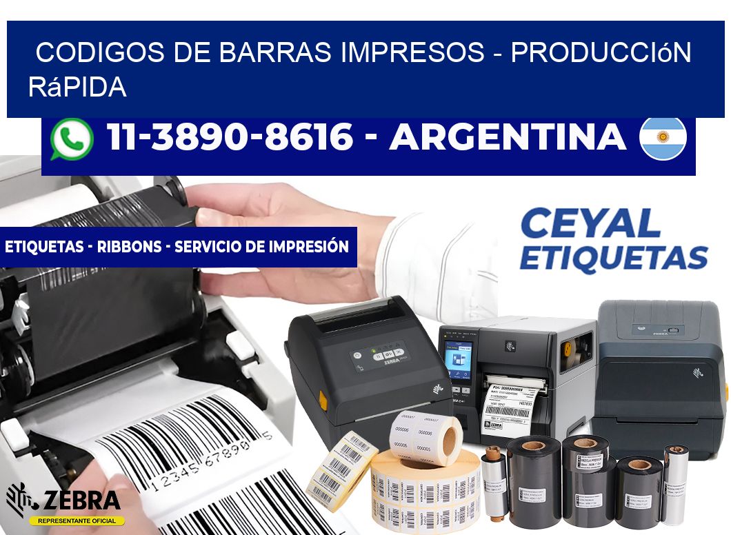 CODIGOS DE BARRAS IMPRESOS - Producción rápida
