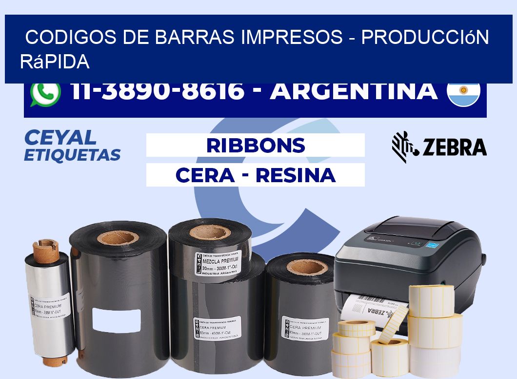 CODIGOS DE BARRAS IMPRESOS - Producción rápida
