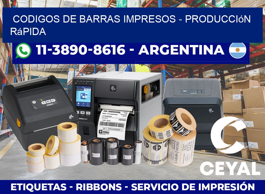 CODIGOS DE BARRAS IMPRESOS – Producción rápida