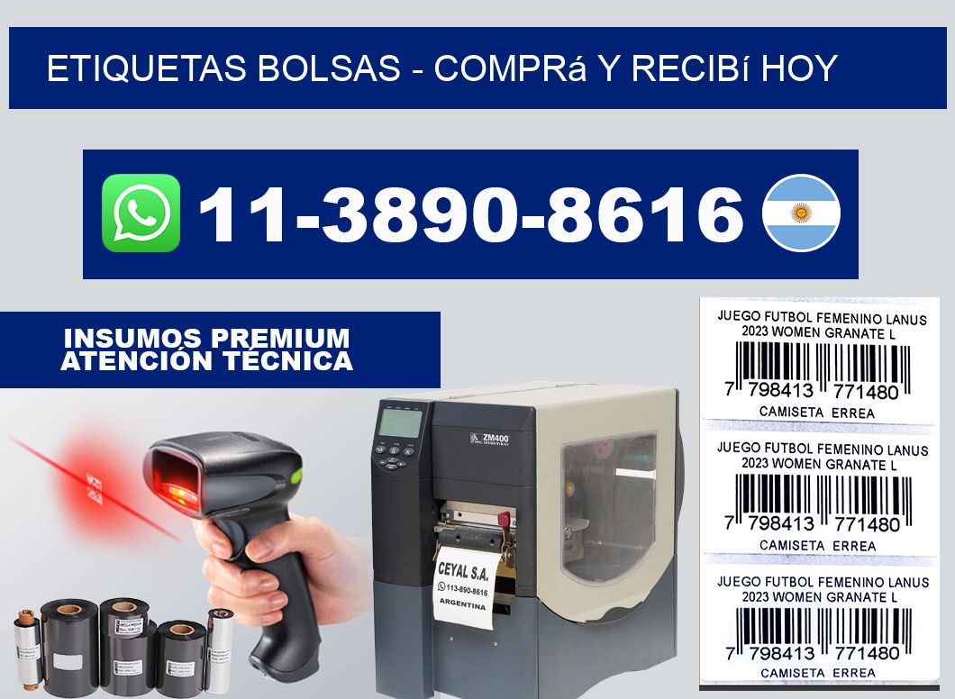 ETIQUETAS BOLSAS - Comprá y recibí hoy