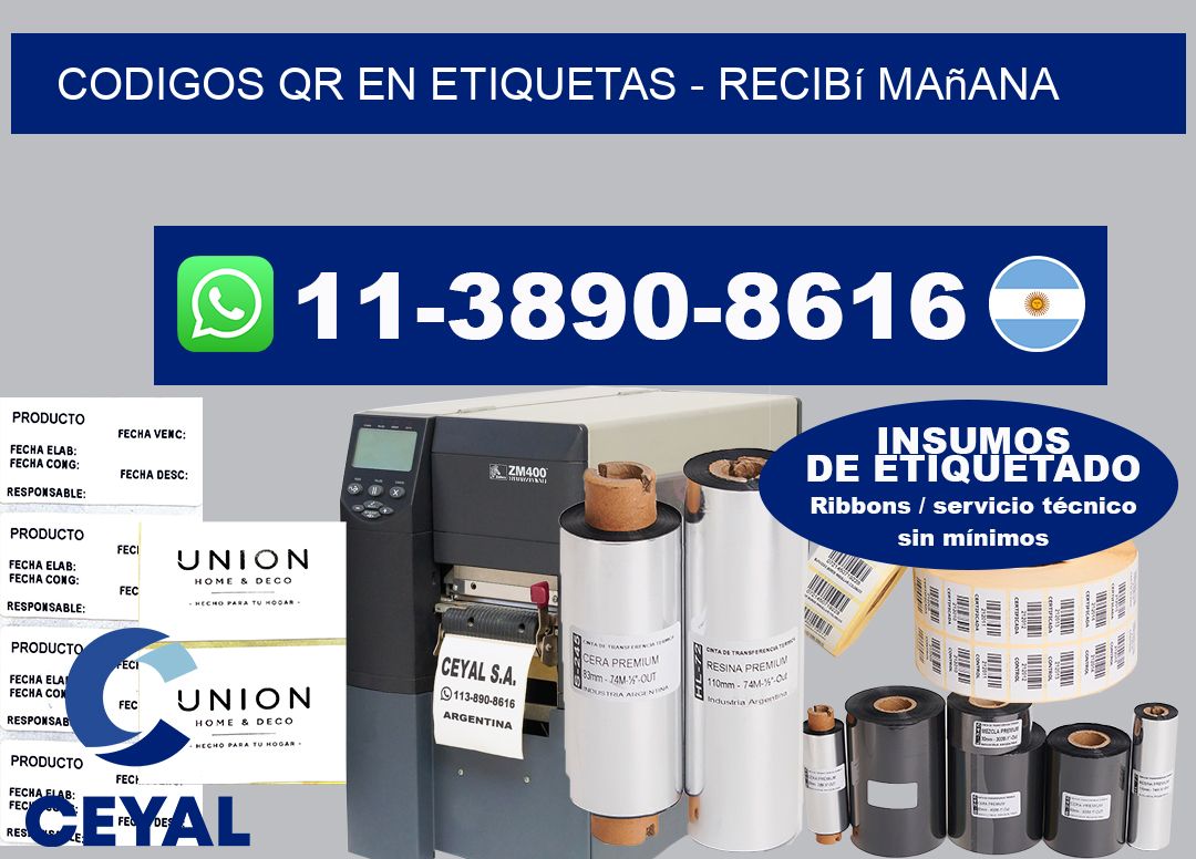 CODIGOS QR EN ETIQUETAS - recibí mañana