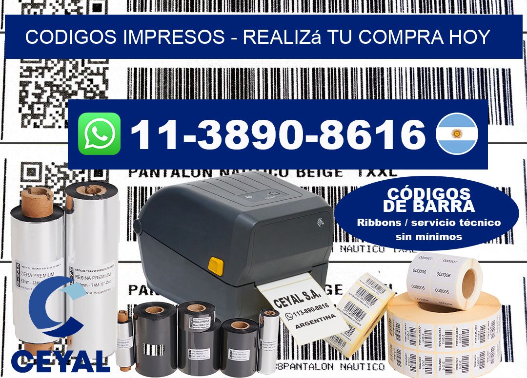 Codigos impresos - Realizá tu compra hoy