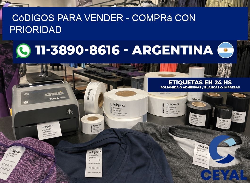 Códigos para vender - Comprá con prioridad