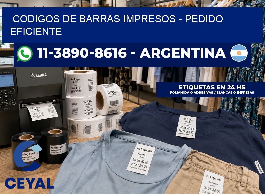 codigos de barras impresos - Pedido eficiente