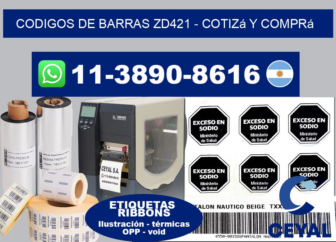 codigos de barras zd421 – Cotizá y comprá